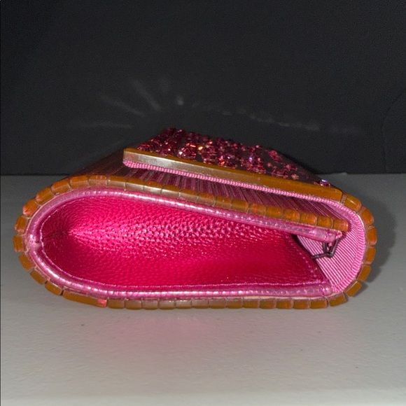 KURT GEIGER NEW Glittery Pink Clutch multi way crossbody Bag - Picture 10 of 10